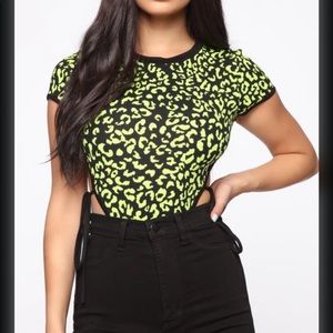 Green leopard bodysuit